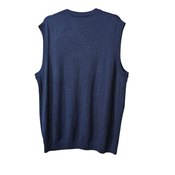 Turnbury Extra Fine Merino Wool Sleeveless Knit Blue Sweater Vest - Picture 5 of 6